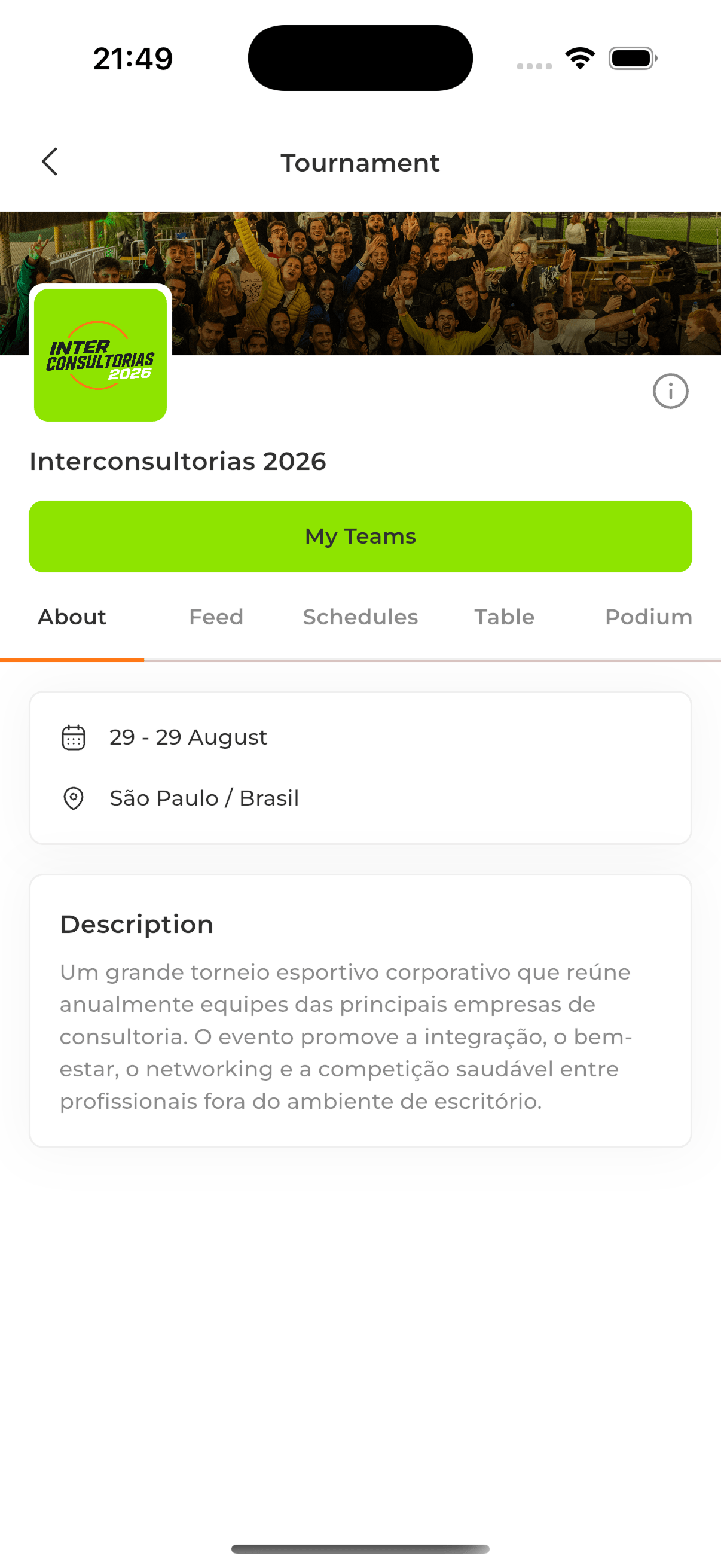 Detalhes de cada torneio